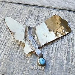 Cowboy Boot Pin Vintage Gold 12K Turquoise Spur Hallmarked Southwest