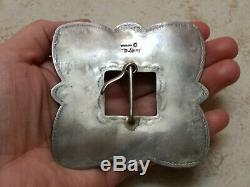 DON LUCAS Southwestern Onyx /Jet Cluster Stamped Sterling Silver Pin Belt Buckle