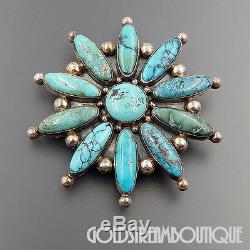 Danny Clark Navajo Sterling Sterling Silver Turquoise Sky Star Brooch Pin