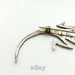Danny Romero Yaqui Silversmith Sterling Silver 925 Detailed Lizard Brooch Pin