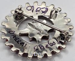 Darrell Shebola Zuni Coral Needlepint Sterling Silver Brooch Pin Or Pendant