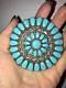 Dead Pawn Indian Turquoise Sterling Silver Huge Cluster Pin Pendant Combination