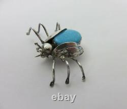 Dee Brown Turquoise & Sterling Silver Pin Fly/Insect/Bug Native American Navajo