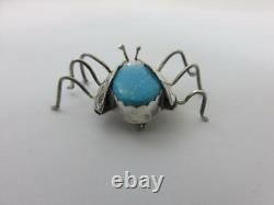 Dee Brown Turquoise & Sterling Silver Pin Fly/Insect/Bug Native American Navajo