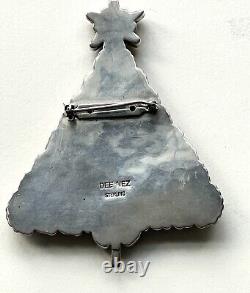 Dee Nez Native American Navajo Sterling Silver Multi Stone Pin Christmas Tree