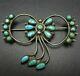 Delicate Vintage Zuni Sterling Silver Turquoise Petit Point Cluster Pin/brooch