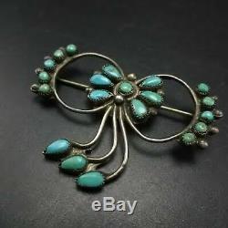 Delicate Vintage ZUNI Sterling Silver TURQUOISE Petit Point Cluster PIN/BROOCH