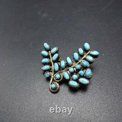 Delicate Vintage ZUNI Sterling Silver TURQUOISE Petit Point PIN/BROOCH
