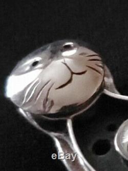 Denise Wallace Sterling Mixed Media Pin Brooch Pendant Sea Otter #89/200 EXC