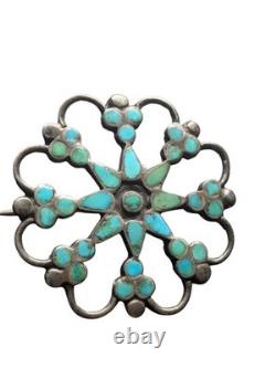 Dishta Style Turquoise Zuni Vintage Brooch Vintage
