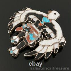 Dixon Shebola Zuni Sterling Silver Mosaic Inlay Eagle Dancer Brooch Pin