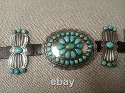 Don Lucas Signed Navajo Southwestern Sterling Silver Turquoise Concho BELT WOW