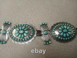 Don Lucas Signed Navajo Southwestern Sterling Silver Turquoise Concho BELT WOW