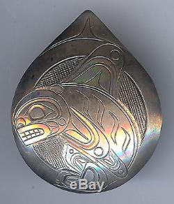 Donald Lancaster Vintage Northwest Coast Indian Sterling Silver Whale Pin Brooch