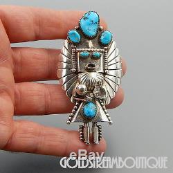 Doris Smallcanyon Navajo Sterling Silver Turquoise Kachina Pendant Brooch Pin