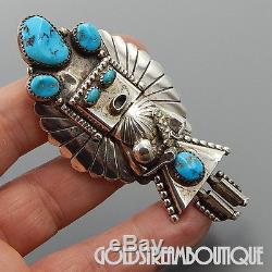 Doris Smallcanyon Navajo Sterling Silver Turquoise Kachina Pendant Brooch Pin