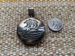 Dorothy Martinez Sterling Silver Spinner Pendant Man In A Maze Bear Badger Paw