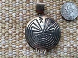 Dorothy Martinez Sterling Silver Spinner Pendant Man In A Maze Bear Badger Paw