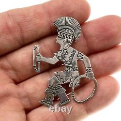 Douglas Etsitty Navajo Native American Sterling Silver Figure Pink Brooch