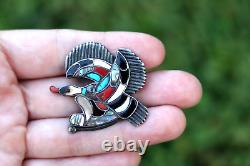 EXQUISITE Vintage LAMBERT HOMER SR ZUNI DUCK inlay PIN sterling C. G. WALLACE era