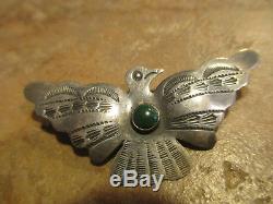 EXTRA FINE OLD Fred Harvey Era Navajo Sterling Silver Turquoise THUNDERBIRD Pin