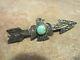 Extra Old Fred Harvey Era Navajo Sterling Silver Turquoise Thunderbird Arrow Pin