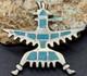 Early 1900s Zuni Attr Juan De Dios Sterling Turquoise Inlay Knifewing Brooch Pin