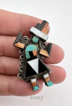 Early Frank Vacit Attributed Zuni Coin Silver Flush Rainbowman Yei Pin Brooch 2