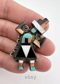 Early Frank Vacit Attributed Zuni Coin Silver Flush Rainbowman Yei Pin Brooch 2