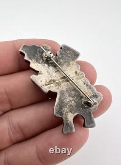 Early Frank Vacit Attributed Zuni Coin Silver Flush Rainbowman Yei Pin Brooch 2