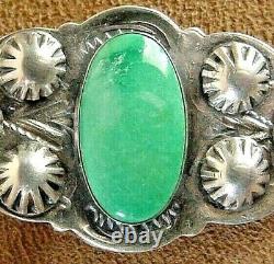 Early Fred Harvey Era Vintage Navajo Sterling Silver Fine Turquoise Pin Brooch