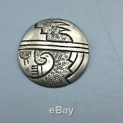 Early Hopi Overlay, Hand Stamped, Sterling Silver Pin (Brooch)