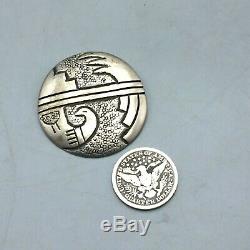 Early Hopi Overlay, Hand Stamped, Sterling Silver Pin (Brooch)
