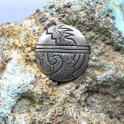 Early Hopi Overlay, Hand Stamped, Sterling Silver Pin (Brooch)