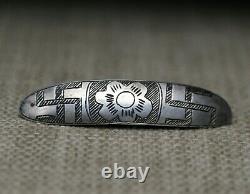 Early Navajo Coin Silver Whirling Log Brooch Pin c. 1880-1900's