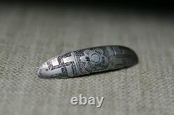 Early Navajo Coin Silver Whirling Log Brooch Pin c. 1880-1900's