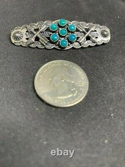 Early Navajo Crossed Arrows Pin, Marked Sterling, Turquoise