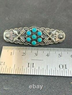 Early Navajo Crossed Arrows Pin, Marked Sterling, Turquoise