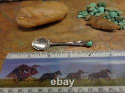 Early Navajo Sterling Turquoise Spoon Brooch Pin Native Old Pawn Fred Harvey Era