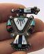 Early Old Pawn Zuni Thunderbird Sterling Silver Multi Stone Pin Brooch Pendant