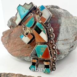 Early vintage ZUNI RAINBOW MAN PIN multi-stone inlay brooch turquoise rainbow