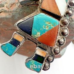 Early vintage ZUNI RAINBOW MAN PIN multi-stone inlay brooch turquoise rainbow Early vintage ZUNI RAINBOW MAN PIN multi-stone inlay brooch turquoise rainbow