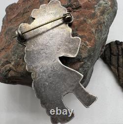 Early vintage ZUNI RAINBOW MAN PIN multi-stone inlay brooch turquoise rainbow