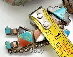 Early vintage ZUNI RAINBOW MAN PIN multi-stone inlay brooch turquoise rainbow