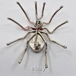 Eddie Secatero Navajo Sterling Silver & Malachite Spider Brooch Pin