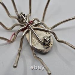 Eddie Secatero Navajo Sterling Silver & Malachite Spider Brooch Pin