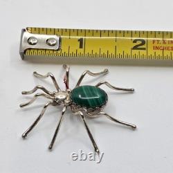 Eddie Secatero Navajo Sterling Silver & Malachite Spider Brooch Pin