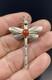 Edgar Platero Navajo Vtg Native American Sterling Silver Coral Dragonfly Brooch