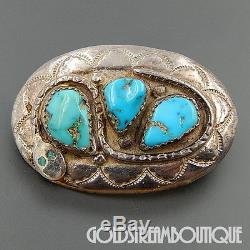 Effie Calavaza Zuni Sterling Silver Gorgeous American Turquoise Snake Pin Brooch