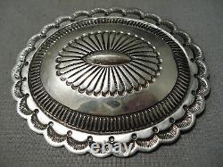 Elaborate Vintage Navajo Sterling Silver Concho Pin Old